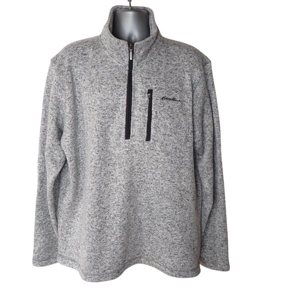Eddie Bauer Men´s‎ SZ 2XL Tall Convector Gray Heather Sweater Fleece 1/4 zip - Picture 1 of 6